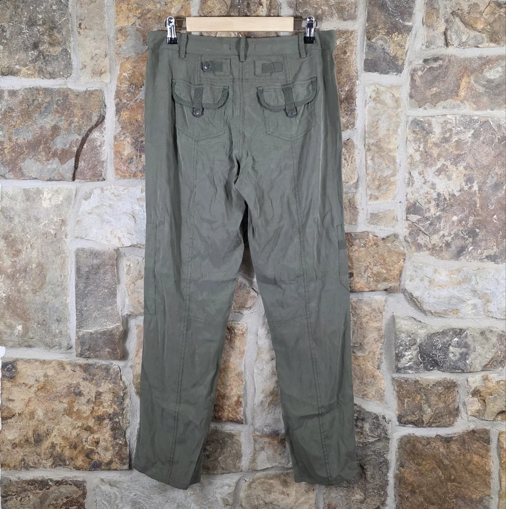 NWT Gosilk Iconic Silk Army Pants In Camo Green